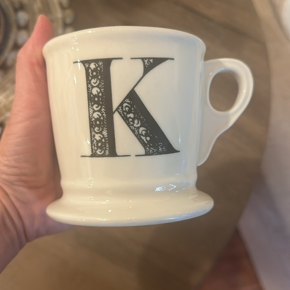 Anthropologie Stoneware K Monogram Initial Coffee Mug - Picture 4 of 4
